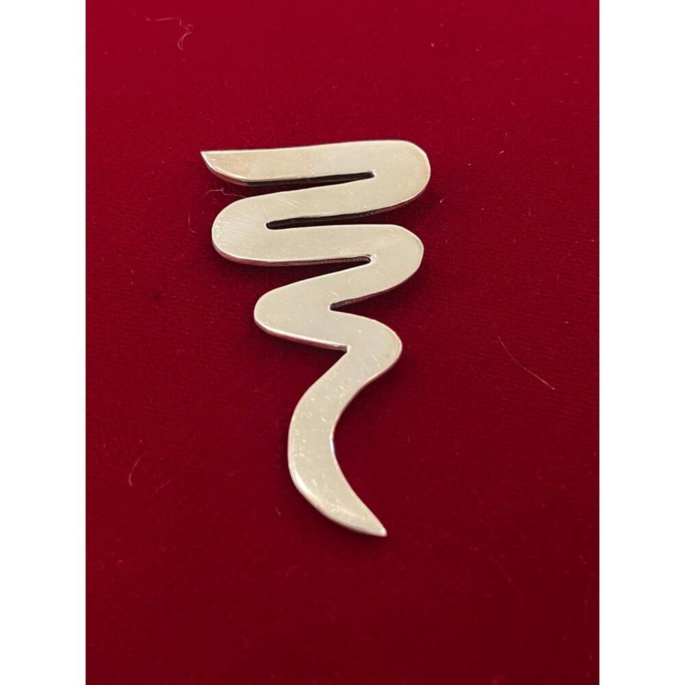 Vintage mexico Sterling Silver Mod Zig Zag Brooch